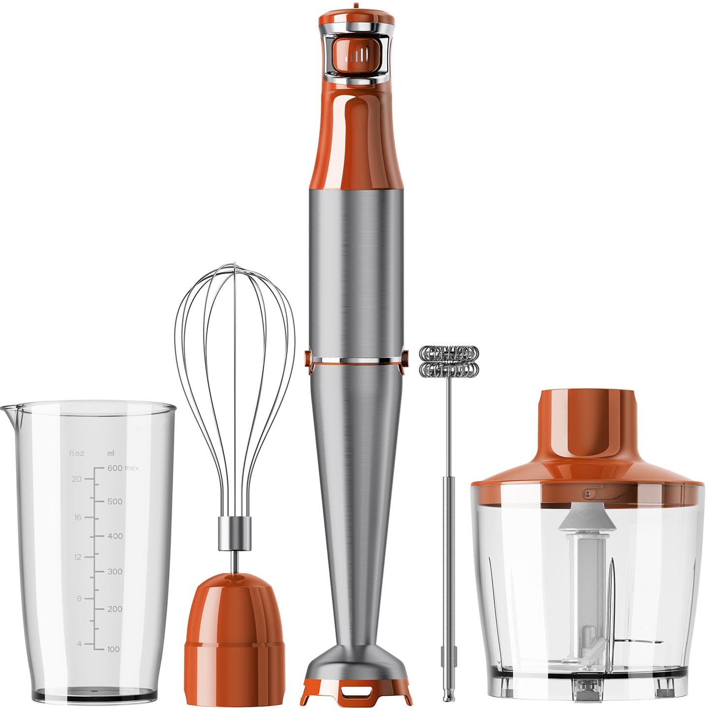 Immersion Blender Handheld Corded Hand Blenders Set 1100W, Trigger Variable Speed 5 in 1 Stick Emulsifier with Chopper, Whisk and Frother for Soup, Baby Food and Smoothies