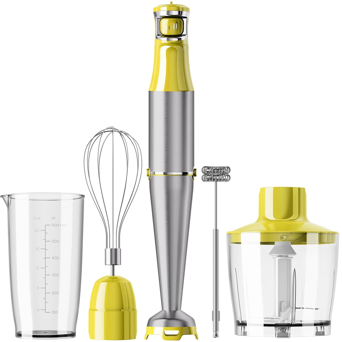 Immersion Blender Handheld Corded Hand Blenders Set 1100W, Trigger Variable Speed 5 in 1 Stick Emulsifier with Chopper, Whisk and Frother for Soup, Baby Food and Smoothies