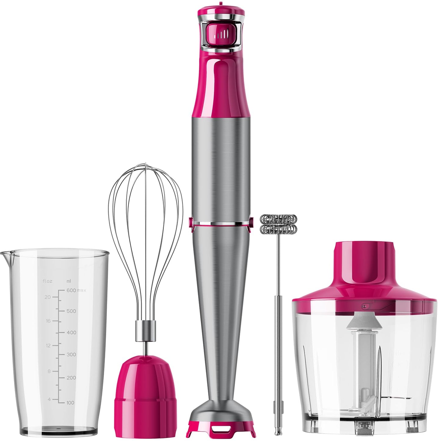 Immersion Blender Handheld Corded Hand Blenders Set 1100W, Trigger Variable Speed 5 in 1 Stick Emulsifier with Chopper, Whisk and Frother for Soup, Baby Food and Smoothies