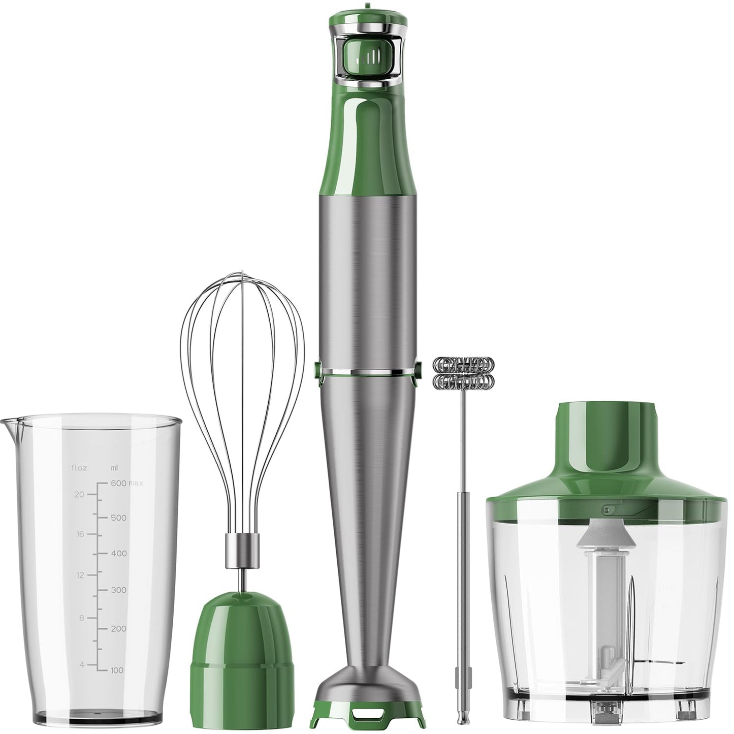 Immersion Blender Handheld Corded Hand Blenders Set 1100W, Trigger Variable Speed 5 in 1 Stick Emulsifier with Chopper, Whisk and Frother for Soup, Baby Food and Smoothies