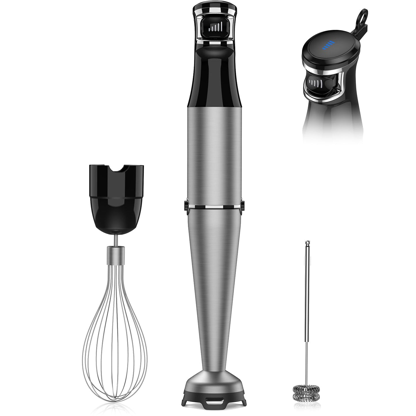 Immersion Blender Handheld Corded Hand Blenders Set 1100W, Trigger Variable Speed 5 in 1 Stick Emulsifier with Chopper, Whisk and Frother for Soup, Baby Food and Smoothies