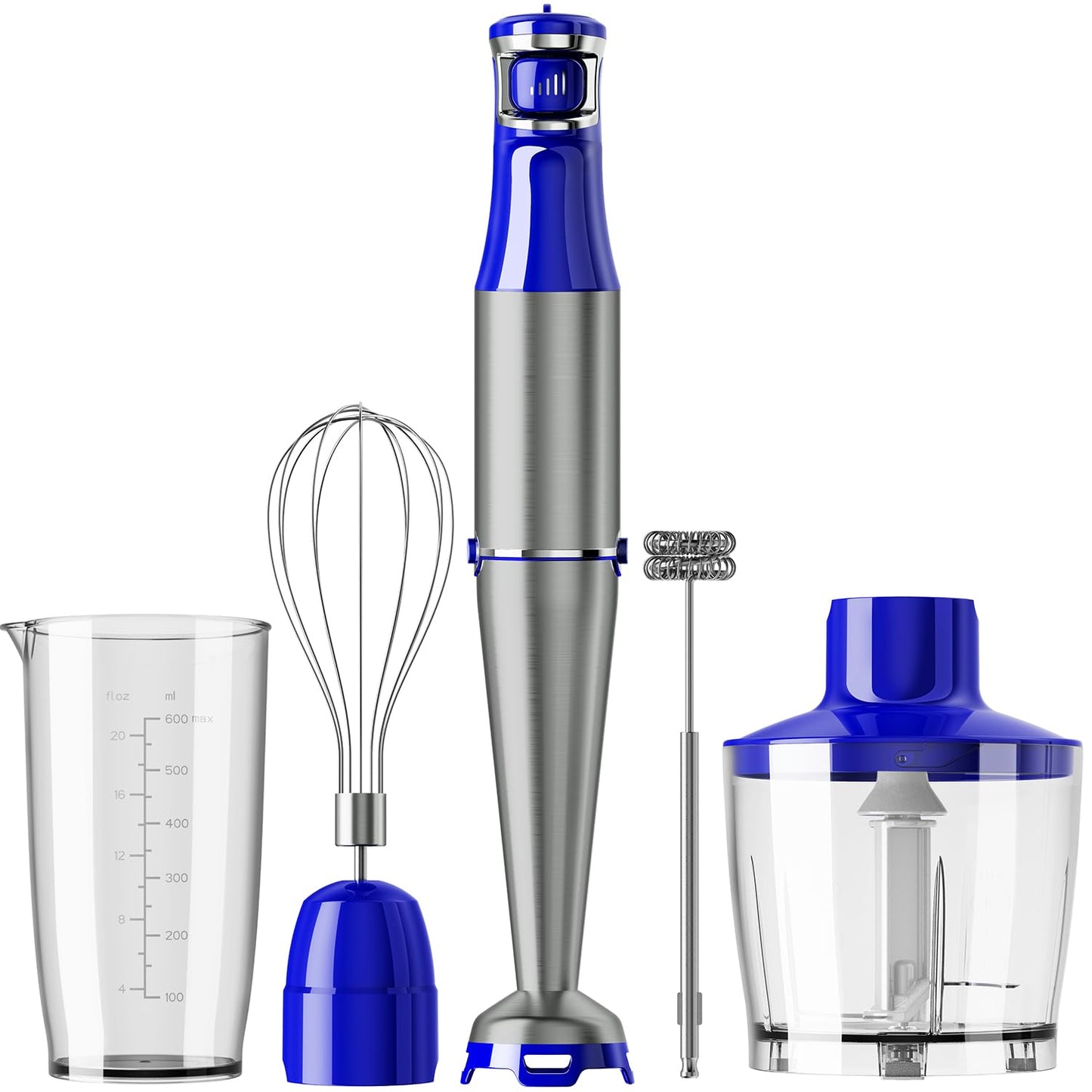 Immersion Blender Handheld Corded Hand Blenders Set 1100W, Trigger Variable Speed 5 in 1 Stick Emulsifier with Chopper, Whisk and Frother for Soup, Baby Food and Smoothies