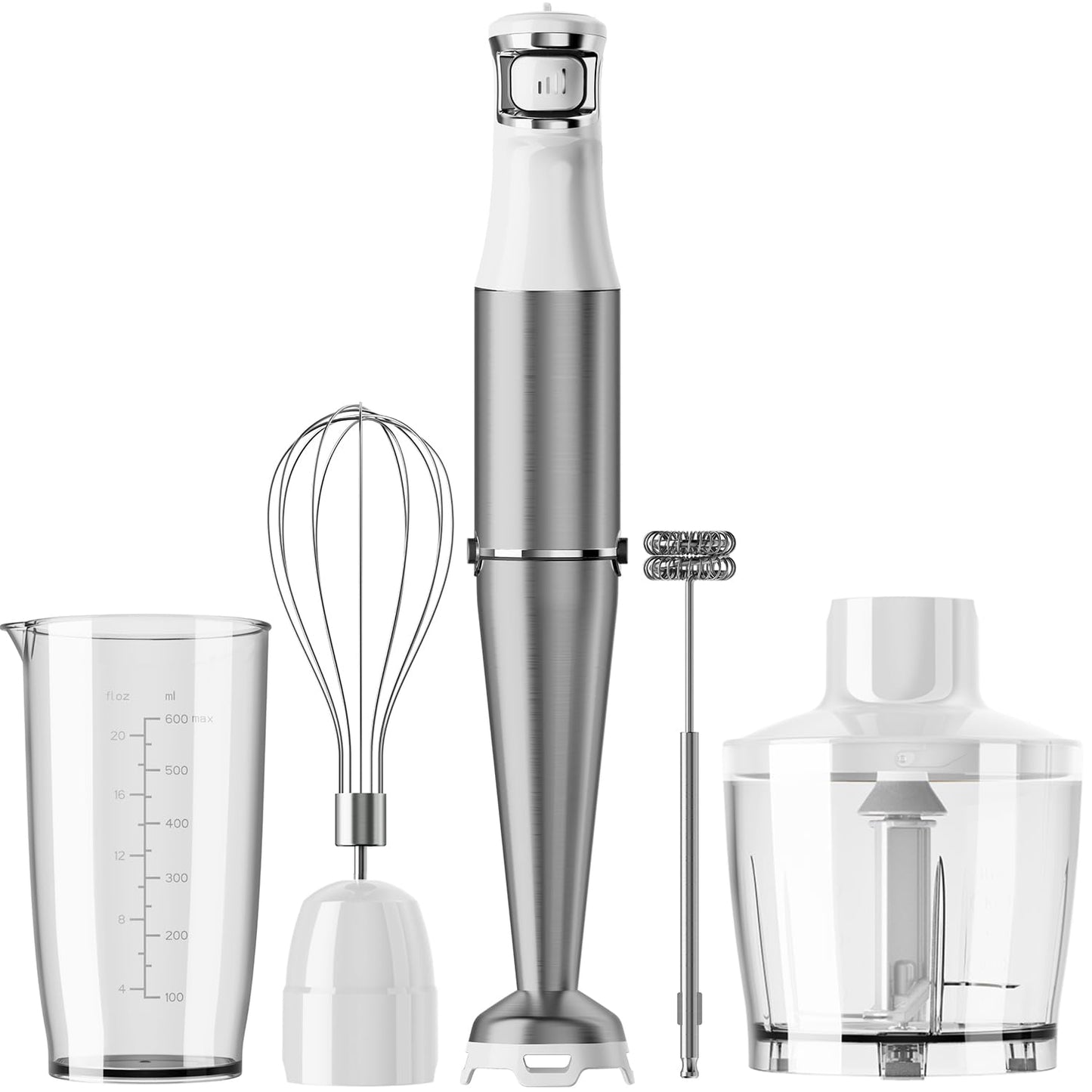 Immersion Blender Handheld Corded Hand Blenders Set 1100W, Trigger Variable Speed 5 in 1 Stick Emulsifier with Chopper, Whisk and Frother for Soup, Baby Food and Smoothies